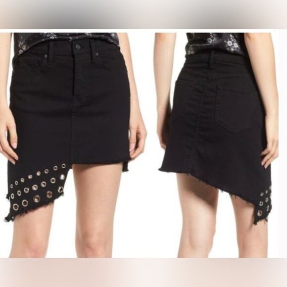 NWT MISA Los Angeles Super Star Asymmetrical Mini Skirt black wash - Picture 1 of 9